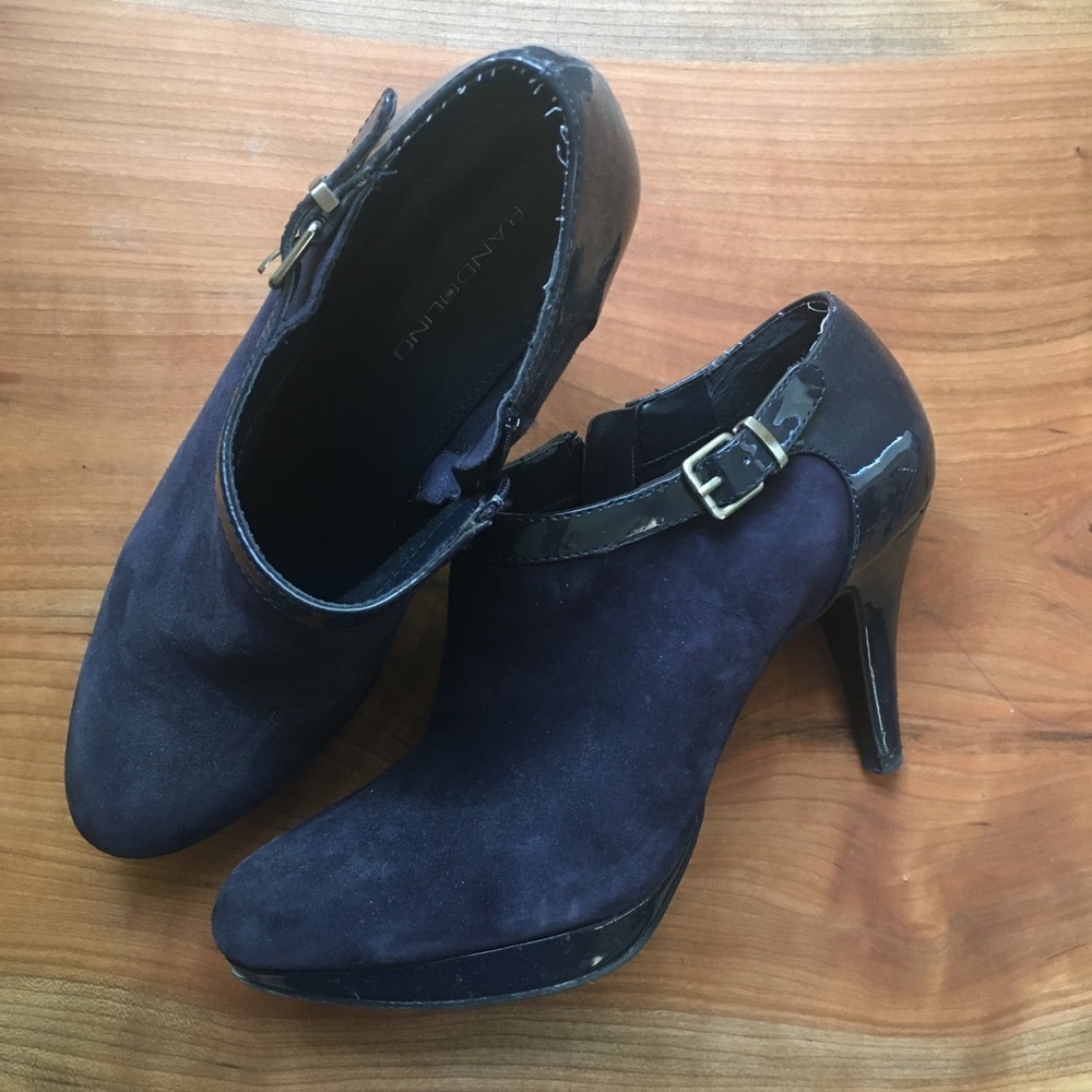 Navy suede booties